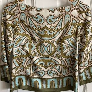 J. Crew 100% silk top. Size 0.  Zippered back.